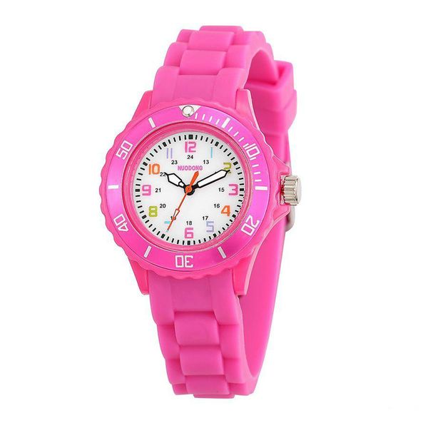 

new fashion colorful kids boys girls children jelly candy silicone rubber watches popular wholesale students gift quartz party watches, Slivery;brown