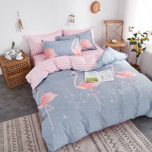 

100% cutton cartoon the flamingo dinosaur fruit series super breathe skin friendly  king size luxury comforters bedding sets ams29032