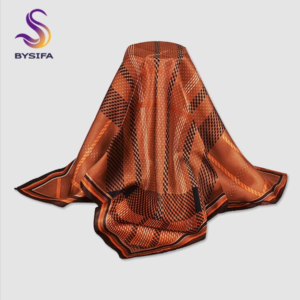 

bysifa] women men neck silk scarf spring autumn coffee pure silk small square scarves new accessories grade scarves, Blue;gray