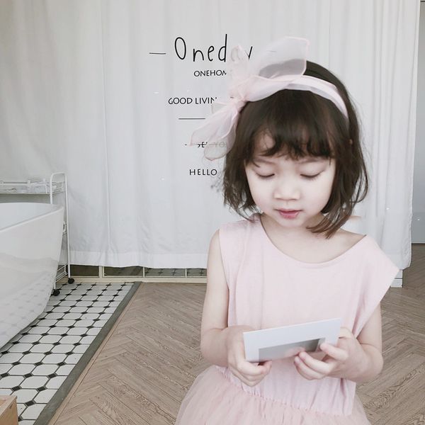

10pcs fashion cute gauze bow hair sticks headbands bowknot hairbands princess headwear girls hair accessories, Slivery;white