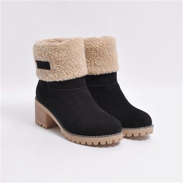 

winter frosted big yards for women's shoes with lambs wool high thick with cotton boots two dress for female boots, Black