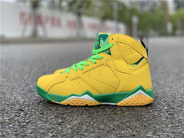 

new 7 vii 7s pe yellow green men basketball shoes 7s sports designer sneakers outdoor trainers qinmin123 size 7-12