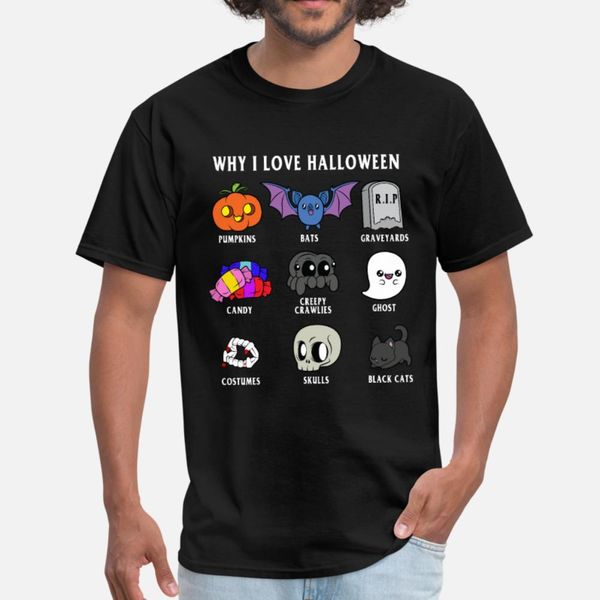 

why i love halloween cute trick or treat costume t shirt men design tee shirt s-xxxl outfit graphic humor spring autumn outfit shirt, White;black