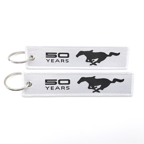 

mustang 50th year anniversary embroidery nylon weaving key ring keychain for ford mustang shebly gt350 gt500 lover, Silver