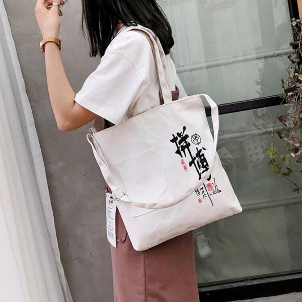 

chinese style single shoulder shopping bag women 2020 crossbody canvas handbags casual wild girls school bag