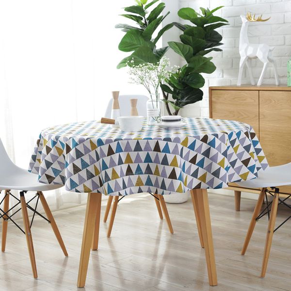 

table cloth nordic round tablecloth colored stripe christmas tree pattern cover washable for