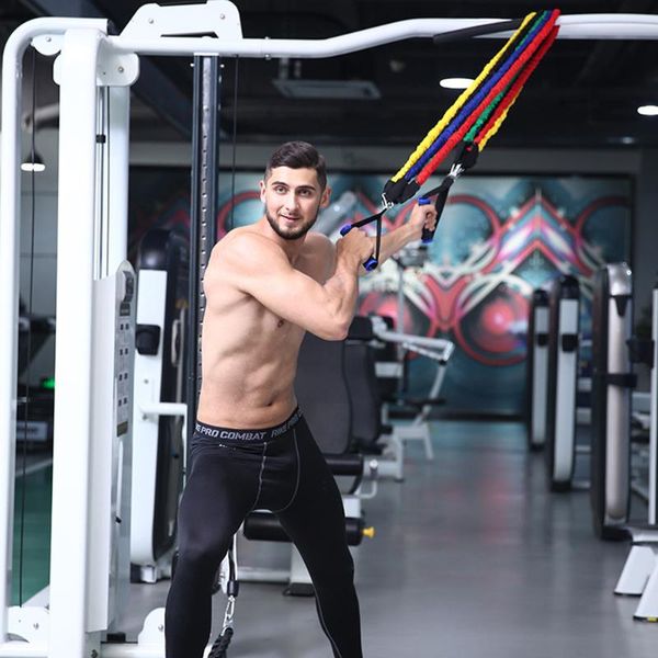 

new arrival tube resistance bands set 125 lb with protective nylon sleeves fitness elastic bands for training workout equipment