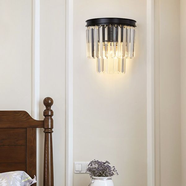 

wall lamp postmodern luxury crystal living room bedroom bedside simple american lamps e14