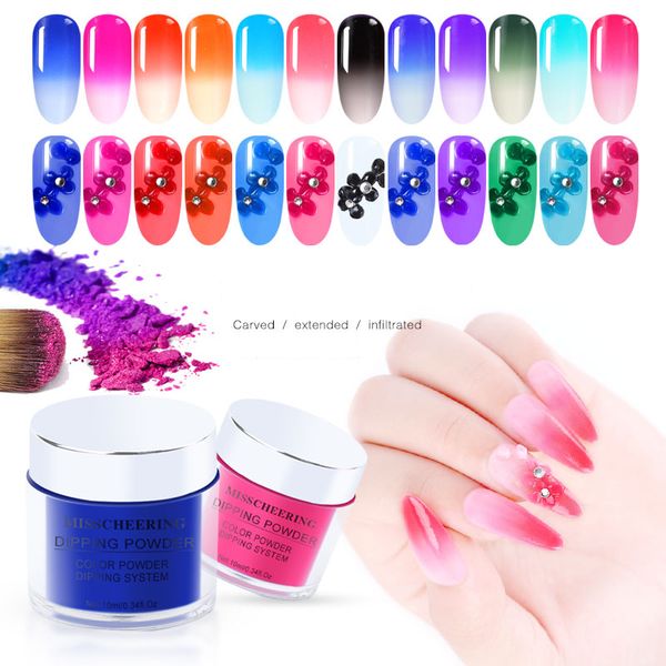 

nail glitter 1box temperature change chameleon dipping powder mirror pigment dust art decoration carve uv gel polish design, Silver;gold