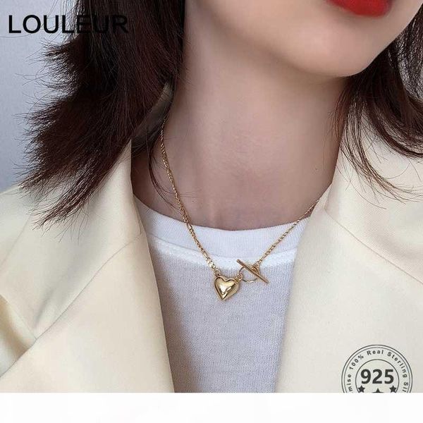 

louleur real 925 sterling silver heart necklace elegant minimalist french style necklace for women fashion fine jewellery gifts