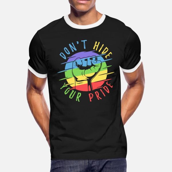 

dont hide your pride gay, rainbow t shirt men designer short sleeve plus size 3xl gents anti-wrinkle basic spring vintage shirt