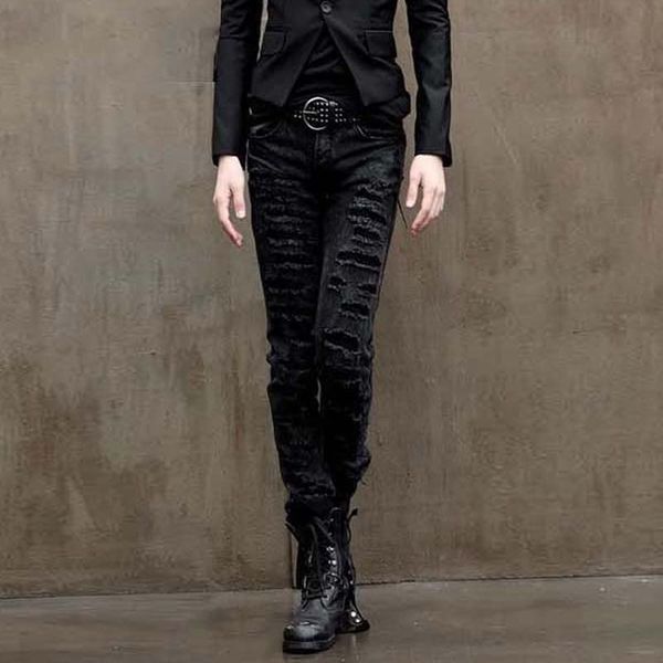 

2020 new black ripped jeans fashion personality hole male korean tidal straight slim denim pants casual skinny jeans men 8026, Blue