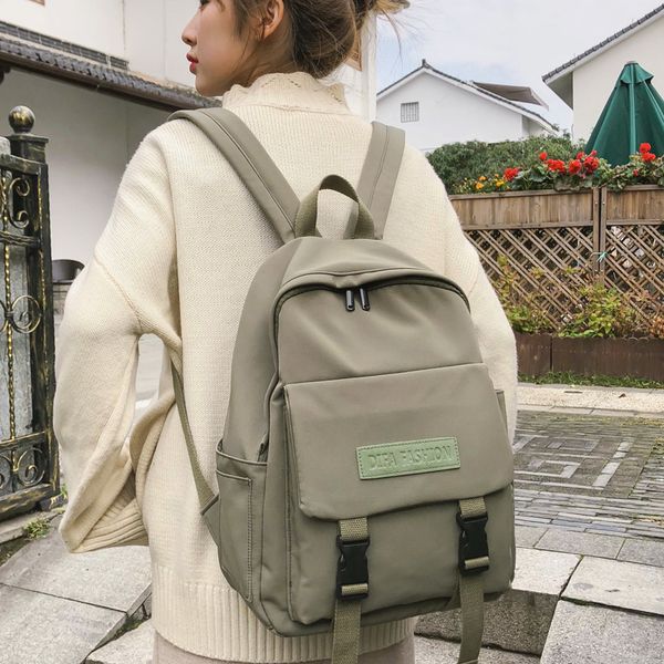 

difa solid waterproof nylon women backpack female double plug buckle backpacks schoolbag for teenage girls travel bag mochilas