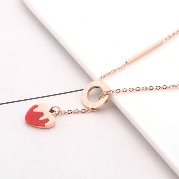 

heart ncaklace women rose gold necklace pendant stainless steel round women's pendant accessories choker necklace chain jewelry, Silver