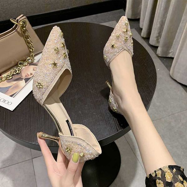 

shoes high heels rivet crystal suede women pumps women shoes heels pointed wedding stiletto party ladies, Black