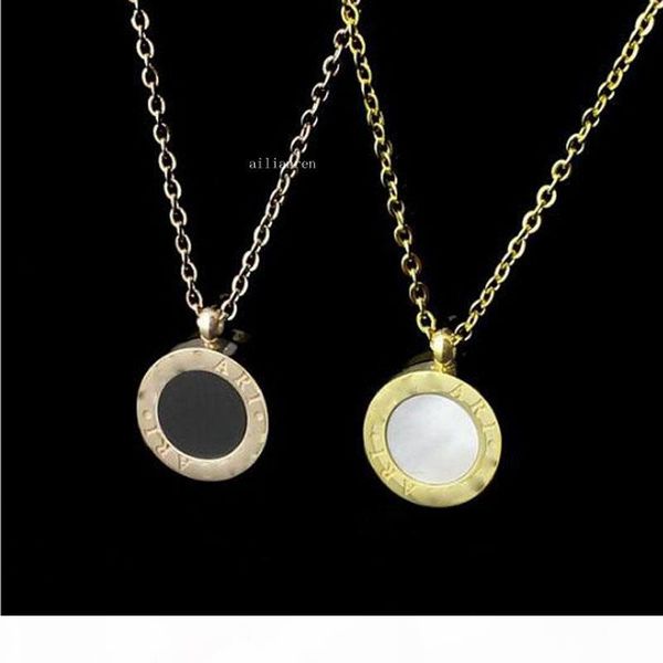 

factory price direct foreign trade black and white double-sided shell necklace round necklace ms. rose gold chain