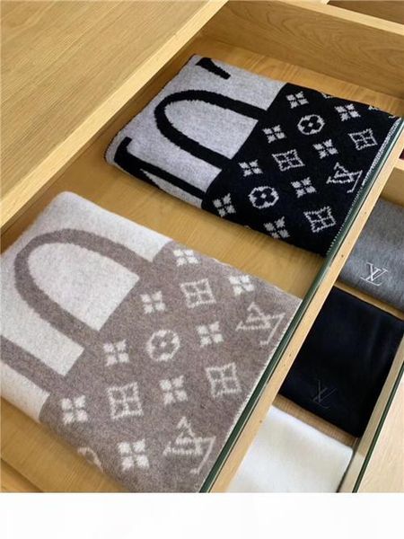 

2020 new designer brand wool scarf for men and women classic style designer cashmere ladies scarf, Blue;gray