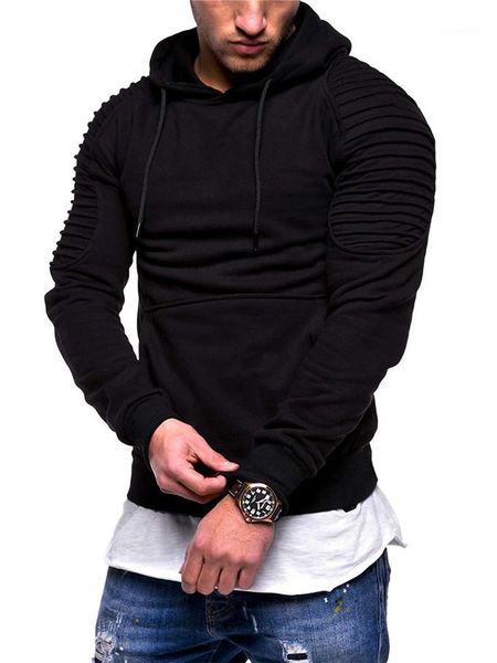 

spring autumn thick sports mens sweatshirts fitness pullover slim male clothing plus size fold mens hoodies, Black