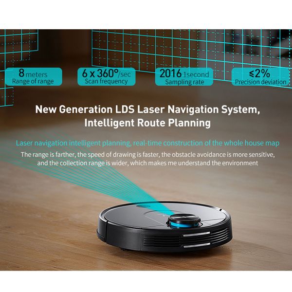 

robot vacuum cleaner 550ml electric water tank 2100pa 2in1 for pets, dry wet hair cleaning mopping master