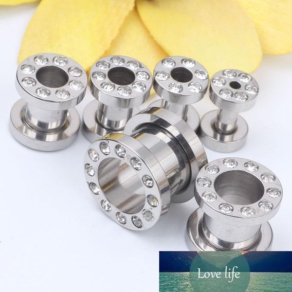 

plugs 100pcs/lot mix 3-10mm stainless steel silvery crystal gem ear gauges flesh tunnel ear plug piercing body, Silver