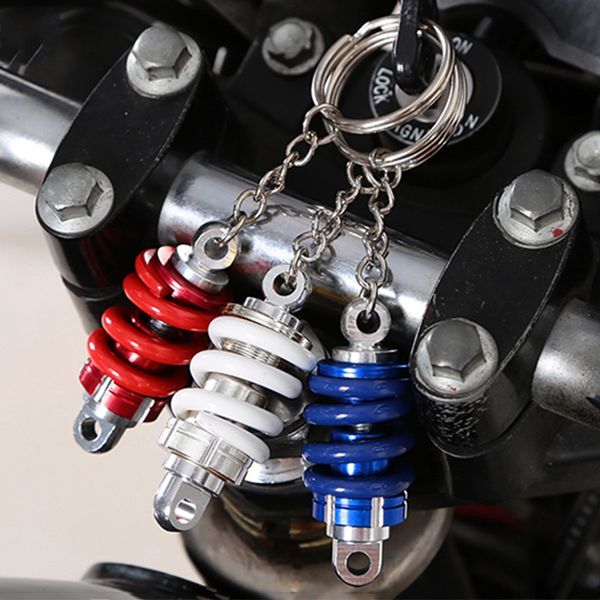 

car motorcycle keychain motor modified absorber key ring car decoration key chain auto motorbike keyring accessories, Silver