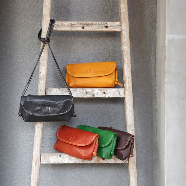 

2020 new original retro planted leather woman's bag single shoulder messenger bag