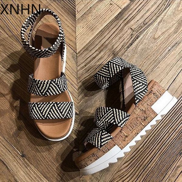 

summer wedges heel sandals fashion open toe platform women sandals shoes plus size pumps 2020 femme platform, Black