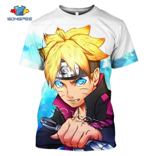 

summer men naruto boruto anime pullover 3d print shirts harajuku horror plus size men clothing