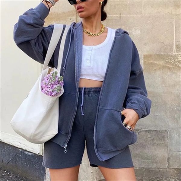 

european and american large version hooded sweater 2020 autumn women's loose casual sports zipper cardigan jacket, Black;brown