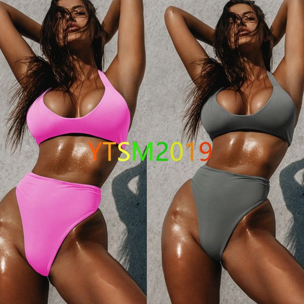 

halter swimwear women's swimsuit fashion bathing suit 2020 summer styles solid color bikini, White;black