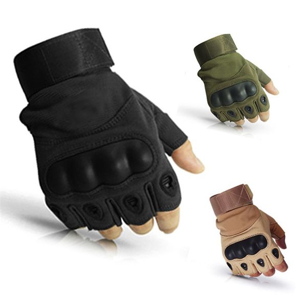 

military tactical hard knuckle half finger gloves men's army combat hunting shooting airsoft paintball police duty - fingerless