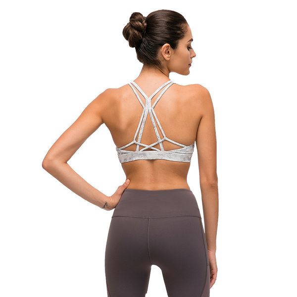 

beautiful back yoga bra lu-83 woman shockproof running workout gym breathable fitness shirt sports vest, White;black