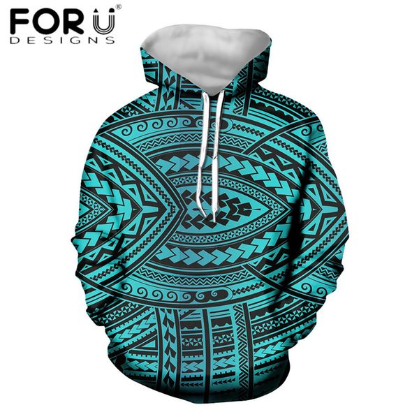 

forudesigns мода женщина hoodie полинезийских традиционный трайбл long winter толстовка для девочек подростковой отдыха толстовки, Black