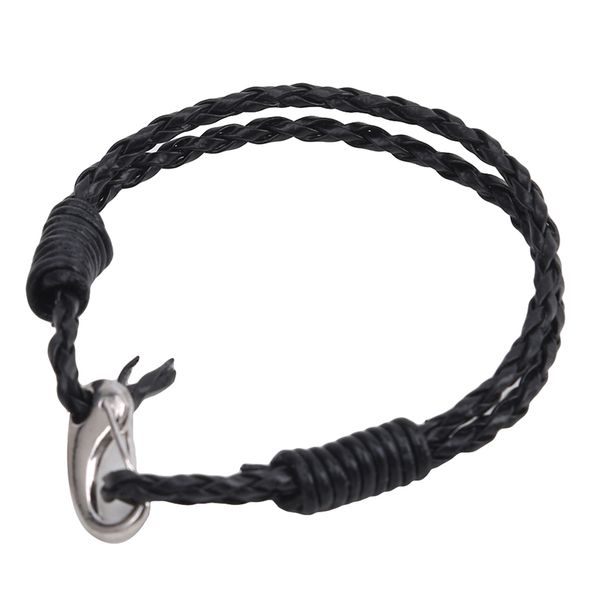 

simple men bracelet braided genuine leather 2-strand with stainless steel clasp fashion bracelets, Golden;silver