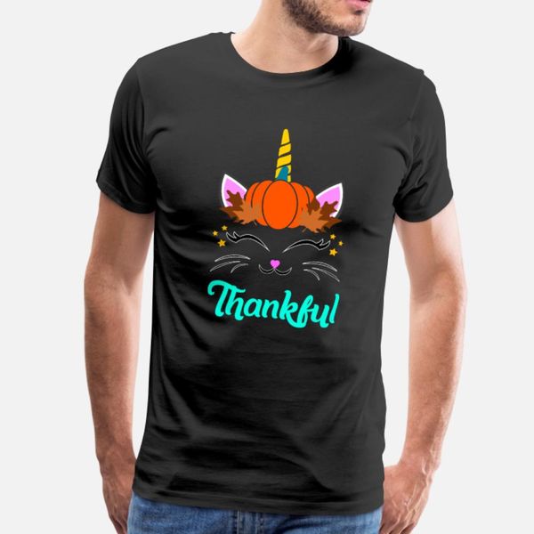 

thanksgiving cute unicorn cat kitten pumpkin t shirt men customize short sleeve s-3xl cool fitness funny spring trend shirt