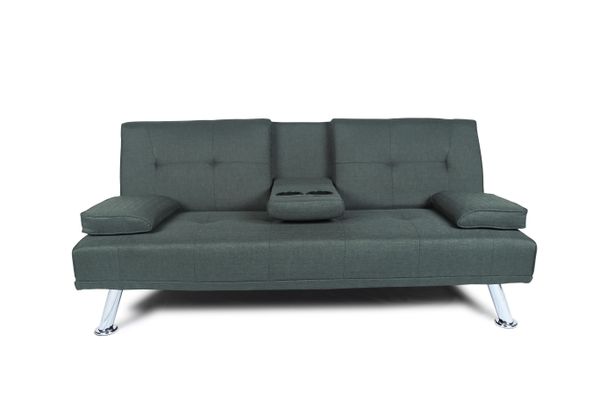 

us stock,futon sofa bed sleeper dark grey fabric with pillow cushion multifunctional living room sofa w22303581