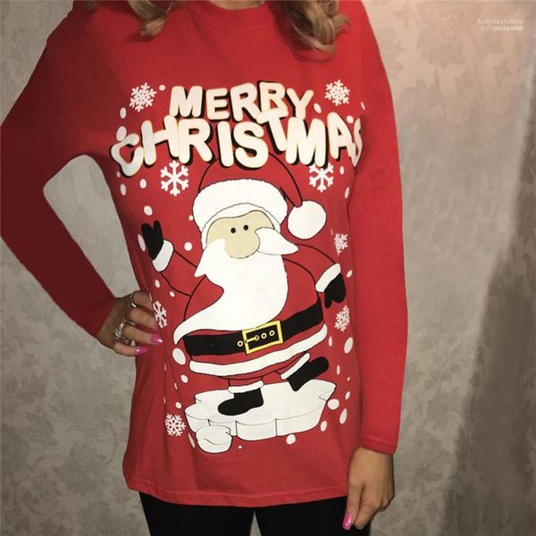 

womens tshirts autumn christmas funny printed casual loose womens clothing womens designer, White