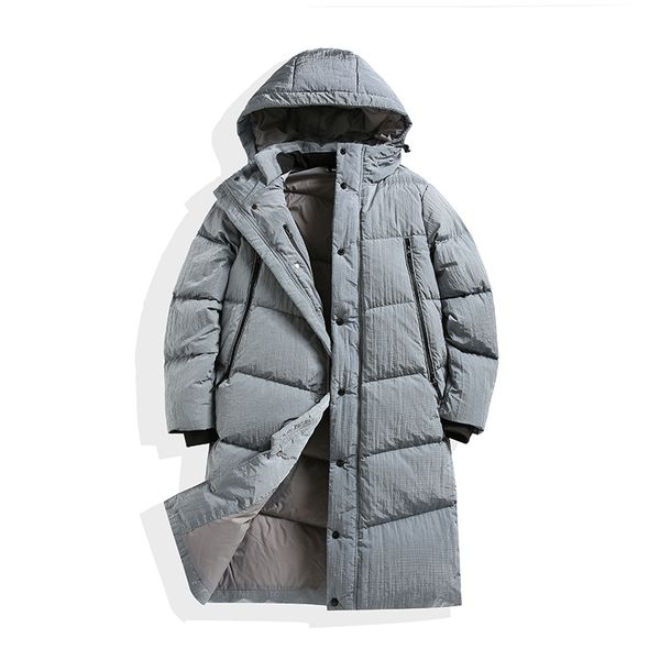 

stone pirates island 19ss new 90% white goose down filled metal nylon hood down jacket with brand print on the back ing, Black