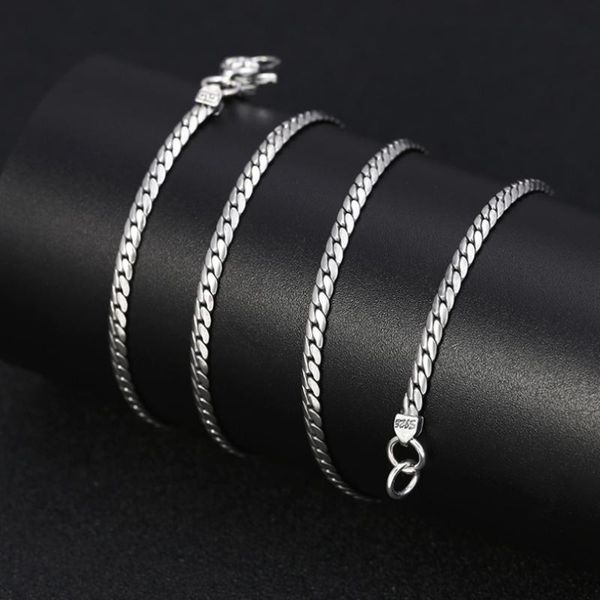 

925 sterling silver 3mm link chain necklace men 18-24inch chains fit pendants pure thai silver punk black jewelry