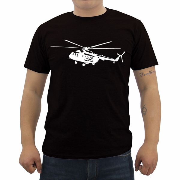 

summer men's short sleeve cotton t shirt mi-8 helicopter print t-shirt casual male fitness shirt cool tees streetwear