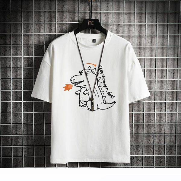 

t-shirts mem dinosaurs print short sleeve t-shirt fire dinosaurs men's tshirt big and tall, White;black