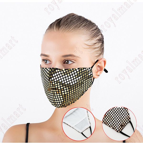 

дизайнерская блестки защитная маска рм2,5 хлопок пыле дышащая ткань маски дамы блестящий моды маски для партии