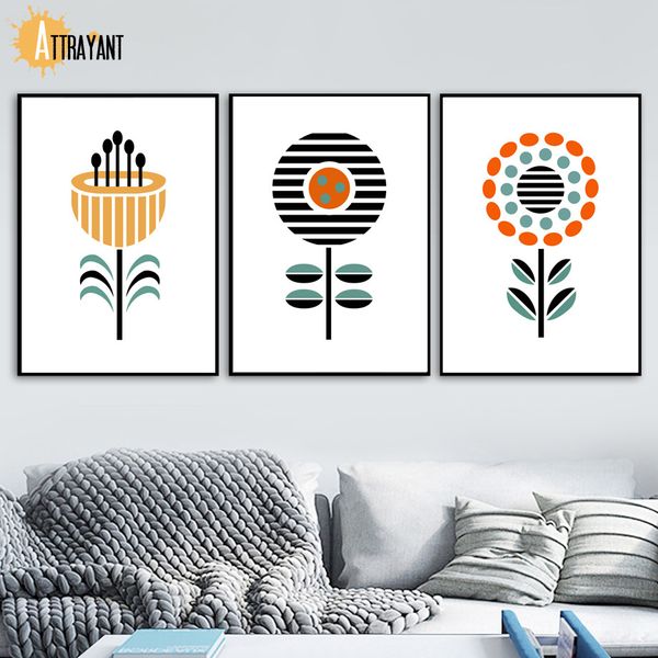 

geometric line flower abstract painting wall art print canvas painting nordic posters and prints wall pictures for living room