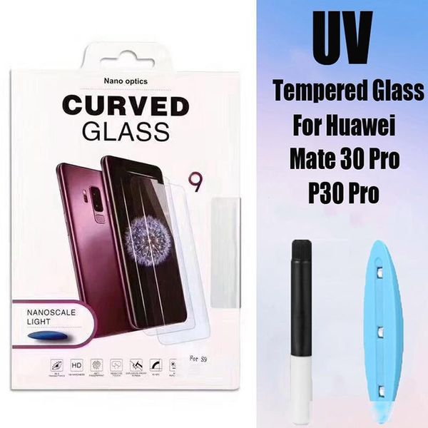 

nano liquid tempered glass for huawei p30 p40 pro plus mate 20 30 honor30 pro 5d uv curved glue full cover film anti-fall screen protector