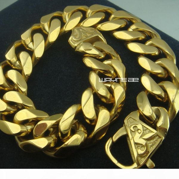 

cool gold plated mens stainless steel curb bracelet bangle b154, Black