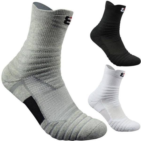 

3 pairs/lot men socks thick mens socks profession thermal towel bottom foot wear terry combed cotton male long tube, Black