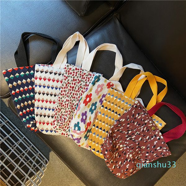 

wholesale- korean ins small fresh and lovely woman wrinkled cloth printing small cloth bag lunch bag wholesale environmental protection