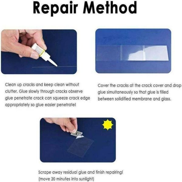 

fluid repair fluid kit set window crack 2 pcs car automotive glass repair