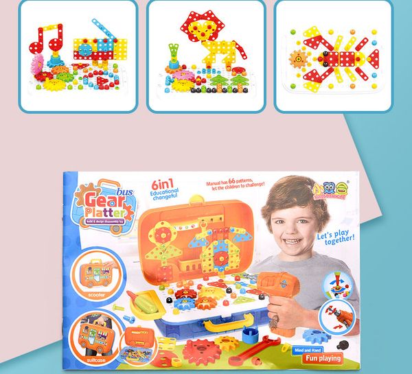 

276pcs portable gear platter 6in1 creative gear toys building blocks diy 3d puzzle bricks model intelligence design kids gift