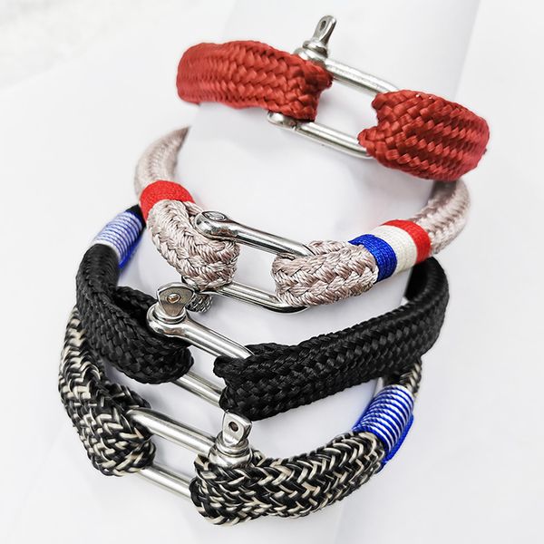 

braided rope women men charm survival bracelets buckle friendship stainless steel bracelet, Black